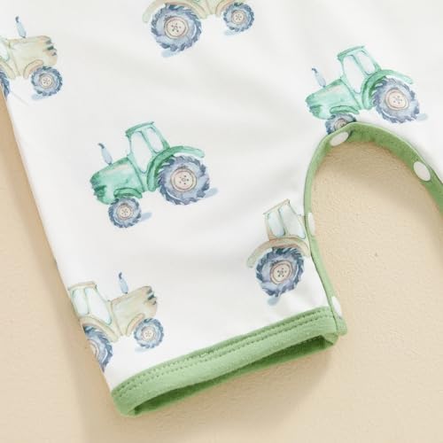 Adorable Summer Baby Romper with tractor print