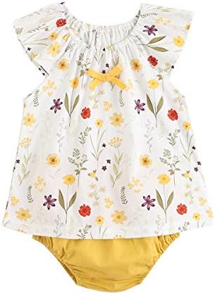 Sanlutoz Summer Baby Girl Clothing Set Floral Cotton Top and Bloomers