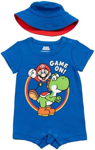 Super Mario Mario Yoshi Baby Romper and Bucket Sun Hat