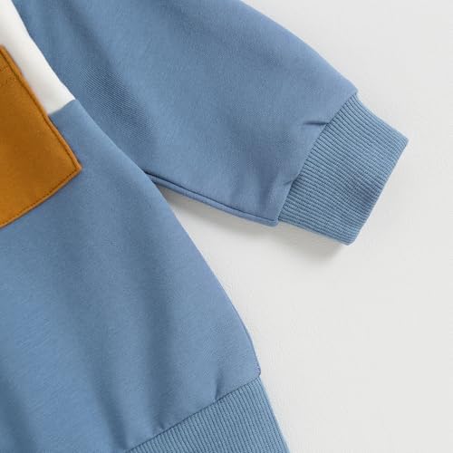 Kupretty Toddler Boy Winter Color Block Sweatshirt Set