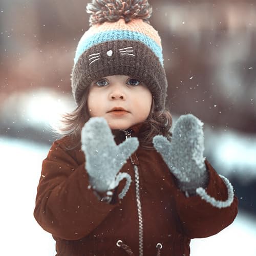 MENOLY 4 Pairs Toddler Magic Stretch Mittens Winter Warm Kids Knit Gloves