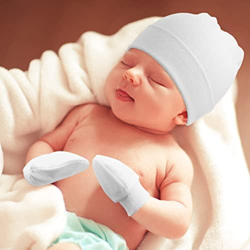DRESHOW newborn and toddler childproof Baby Hats and Mittens Set - accents