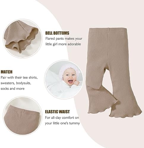 SOBOWO Baby Girl Flare Pants 3-Pack Toddler Set