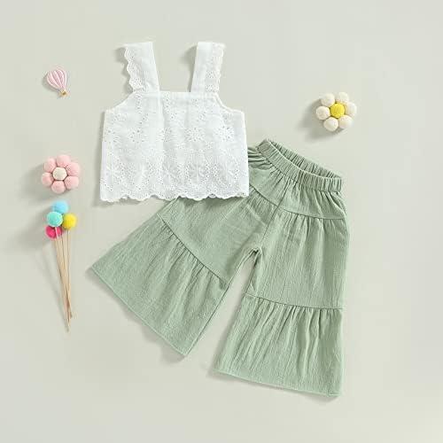 Cute comfy Baby Girl Summer Outfit Set - Crop Top Wide-Pants Combo
