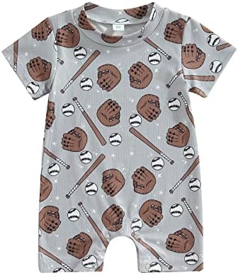 Dewadbow Baseball Print Romper Jumpsuit for Newborn Baby Boy Girl