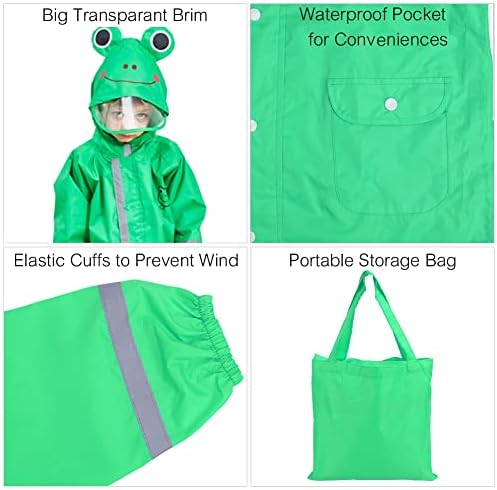 SSAWcasa 3D Cartoon Skeleton Rain Poncho for Kids Waterproof Hooded Jacket