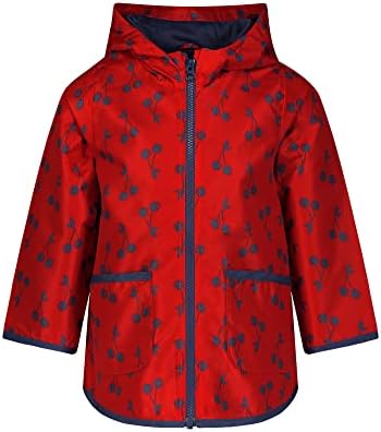 Waterproof Raincoat for Baby Girls Curved Hem Contrast Binding Denim Fit