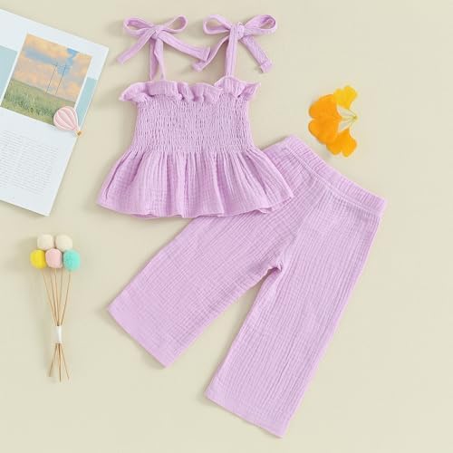 Perfect Summer Outfit for Toddlers Girls Comfortable Cami Linen Pants Set