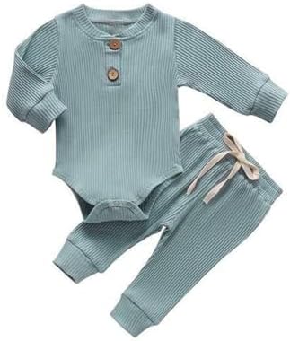 Soft Knit Stripe Romper for Toddlers Striped Baby Outfit 2Pcs Set