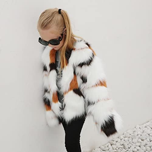Moonker Girls Faux Fur leopard Print Winter Coat 3-8 Years