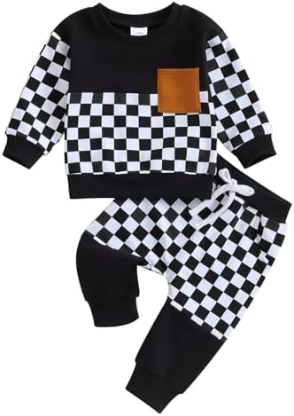 Adorable Toddler Clothing Set Checkered Overalls for Winter Fall