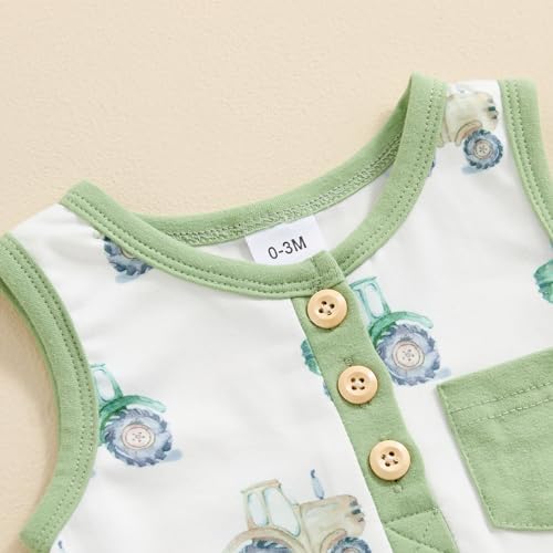 Adorable Summer Baby Romper with tractor print