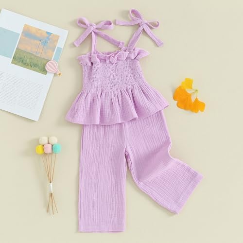 Perfect Summer Outfit for Toddlers Girls Comfortable Cami Linen Pants Set