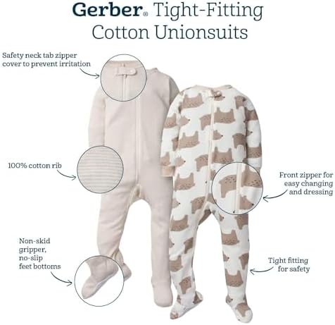 Gerber Baby Boys 4-Pack Pajamas for Safe Sleep