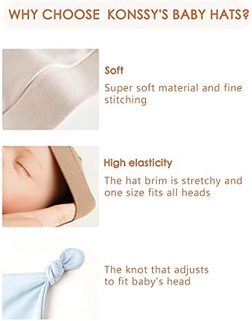 Konssy 6 Pack Knot Beanie Hats for Infants - Soft Stretchy