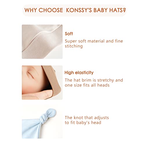 8-Piece Knot Beanie Hats for Newborns Soft Stretchy