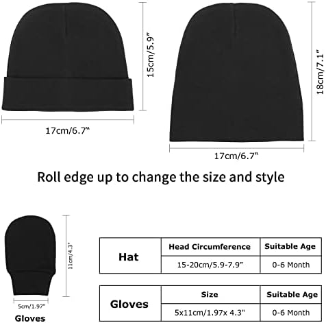 DRESHOW newborn and toddler childproof Baby Hats and Mittens Set - accents