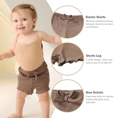 SOBOWO Toddler Girl Shorts Ribbed 3-Piece Summer Playwear
