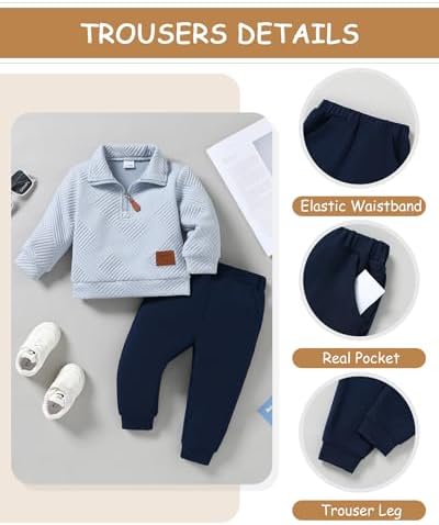 ZOEREA Toddler Boy Winter Sweatshirt and Pants Set 1-5T