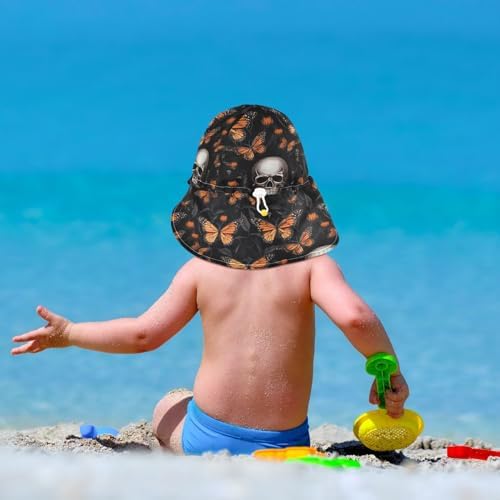 J JOYSAY Skull Butterflies Black Toddler Hat UPF 50