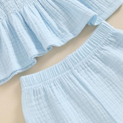 Honganda Toddler Girl Summer 2-Piece Ruffle Crop Top and Pants Set