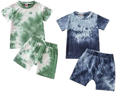 Coolago Tie Dye Toddler Boy Summer Outfits 4-Piece Set