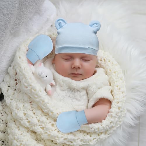 Newborn Baby Hats and Mittens Set