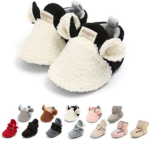 Ohwawadi Cozy Fuzzy Baby Slippers for Crawlers Walkers