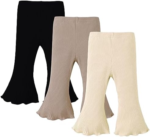 SOBOWO Baby Girl Flare Pants 3-Pack Toddler Set