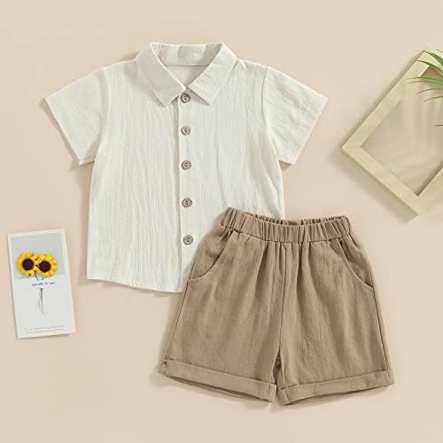 Qualitykaruedoo Toddler Boy Cotton Linen Shorts Set