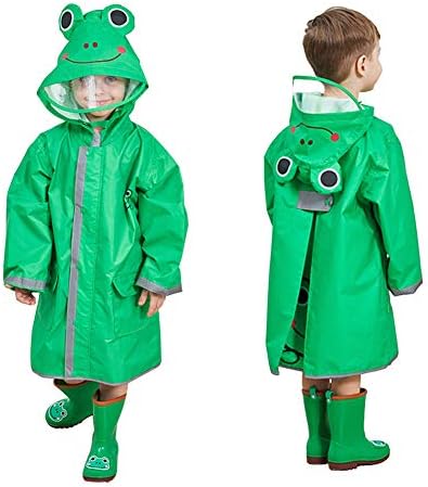 SSAWcasa 3D Cartoon Skeleton Rain Poncho for Kids Waterproof Hooded Jacket