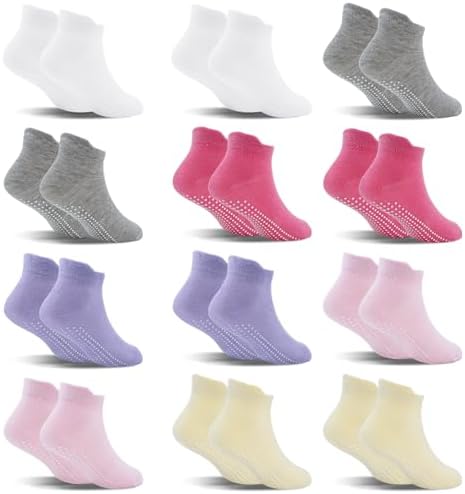 SkiBeaut 12 Pairs Toddler Non Slip Socks for Kids