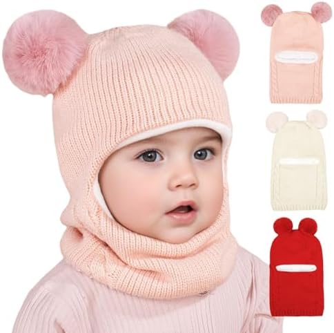 Winter Warm Knitted Lined Beanie Hat Set for Kids