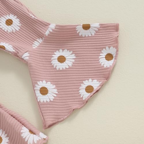 Newborn Baby Girl Cozy Warm Fall Flared Pants Set with Contrast Collar