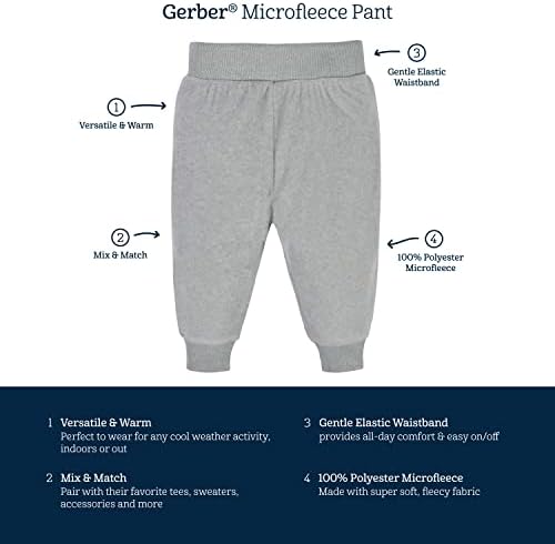 Gerber Baby Boys Microfleece Pants - Mix Match 4-Pack