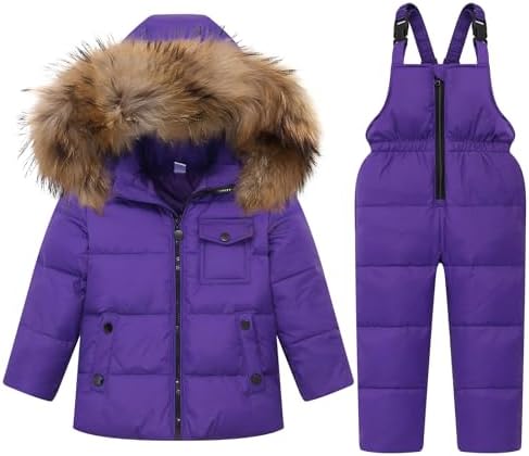 JiAmy Kids 2-Piece Warm Snowsuit Set for Winter - Sturdy Waterproof