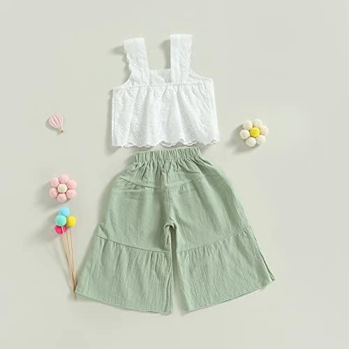 Cute comfy Baby Girl Summer Outfit Set - Crop Top Wide-Pants Combo