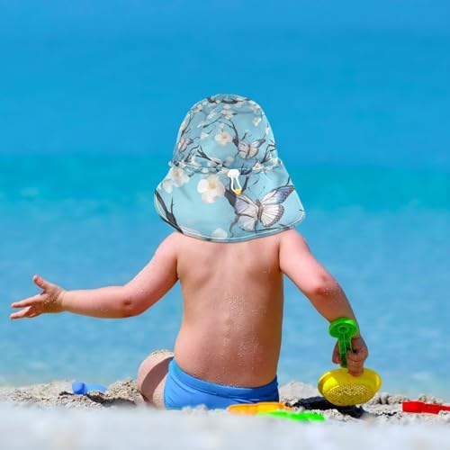 J JOYSAY Blue Butterflies Toddler Sun Hat