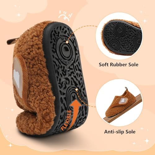 Barerun Toddler Cozy Slippers for Boys Girls