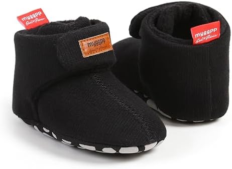 E-FAK Newborn Baby Cozy Fleece Booties with Grippers for Winter