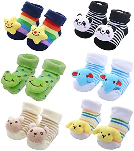 6-Piece Baby 3D Cartoon Anti-Skid Booties