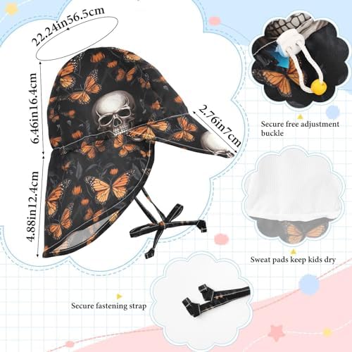 J JOYSAY Skull Butterflies Black Toddler Hat UPF 50