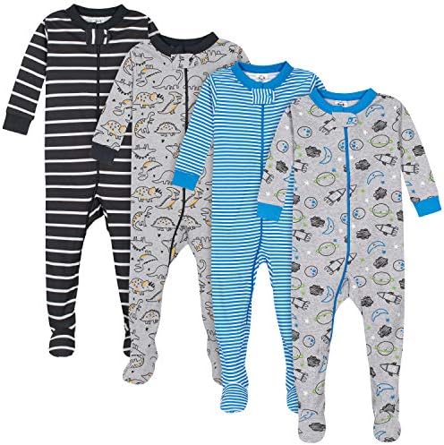Gerber Baby Boys 4-Pack Footed Pajamas for Safe Sleep