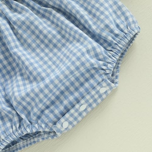 Baby Summer Tractor Romper Newborn Plaid Outfit