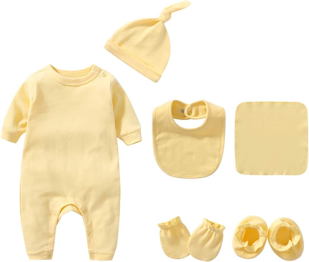 Babymine Baby Romper Set with Bib Mittens Shoes Cap