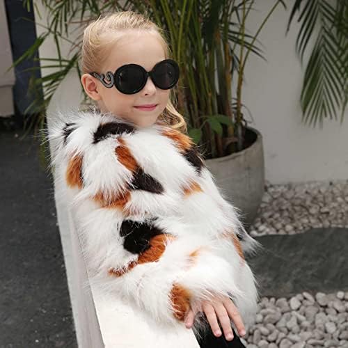 Moonker Girls Faux Fur leopard Print Winter Coat 3-8 Years