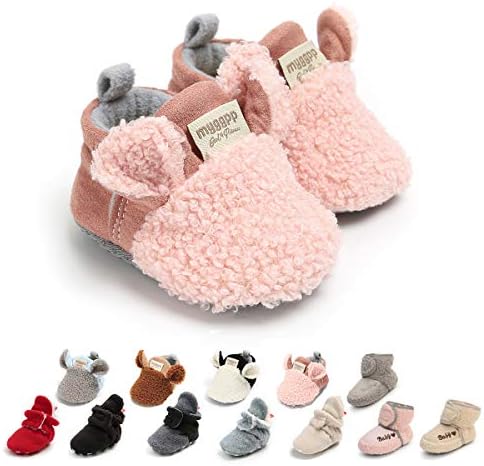 Ohwawadi infant baby boys girls slippers cozy fleece bootsies soft bottom warm