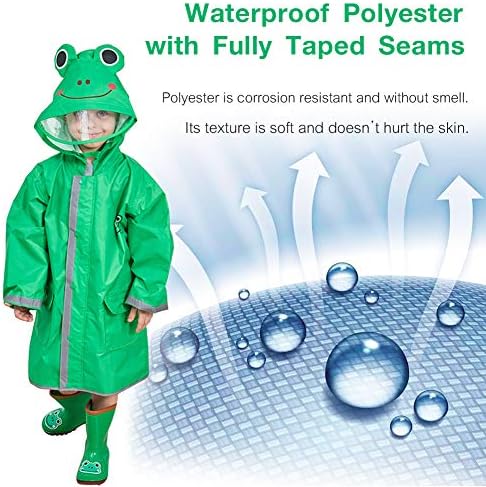 SSAWcasa 3D Cartoon Skeleton Rain Poncho for Kids Waterproof Hooded Jacket