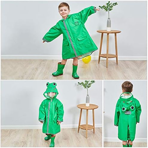 SSAWcasa 3D Cartoon Skeleton Rain Poncho for Kids Waterproof Hooded Jacket