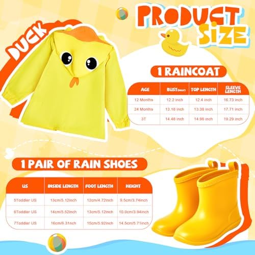 Halloween Costume Toddler 2 Pcs Toddler Raincoat Rain Boots Set